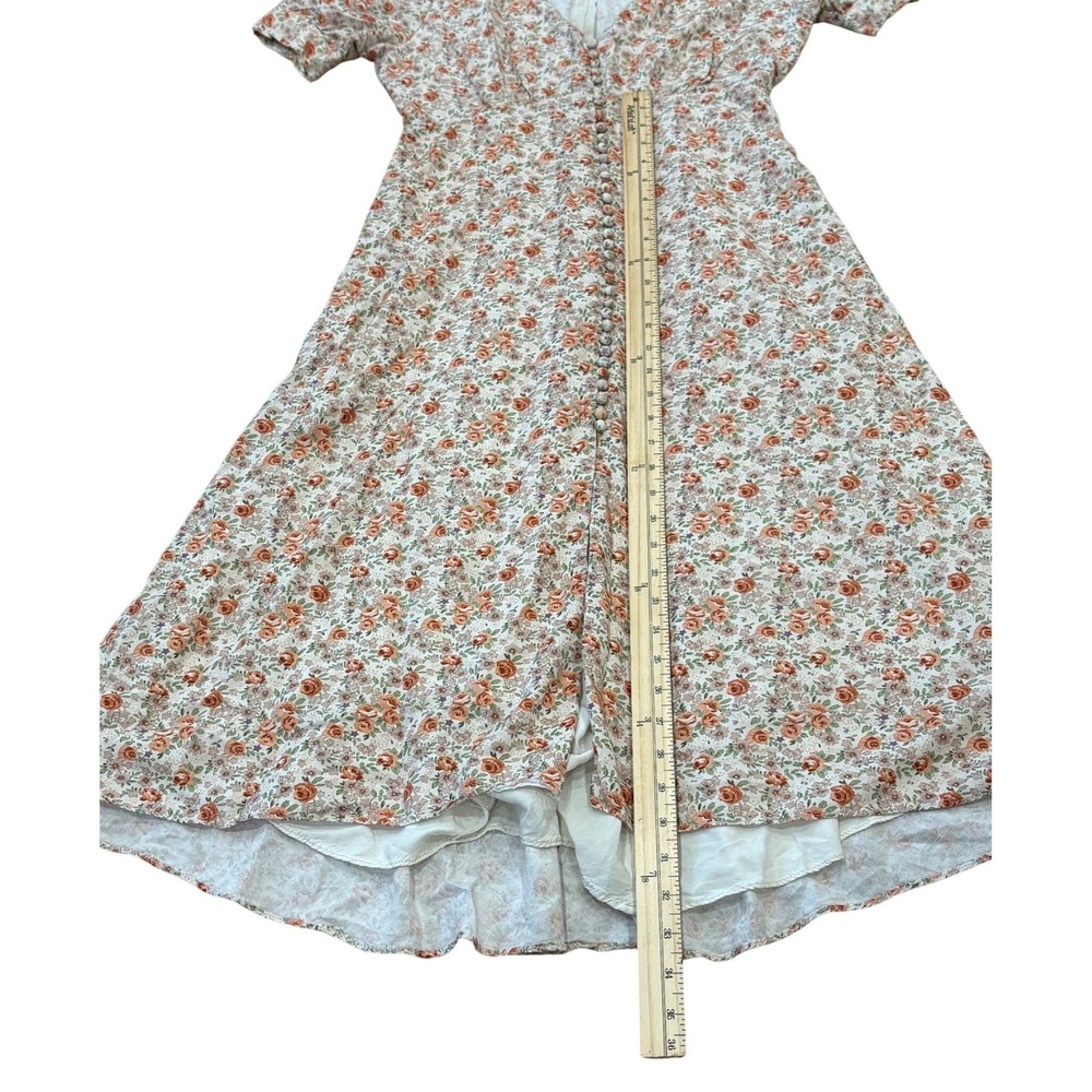 Bohme Dress Forum Midi Dress Womens Small Floral Linen Blend High Low Button Up - Picture 6 of 12